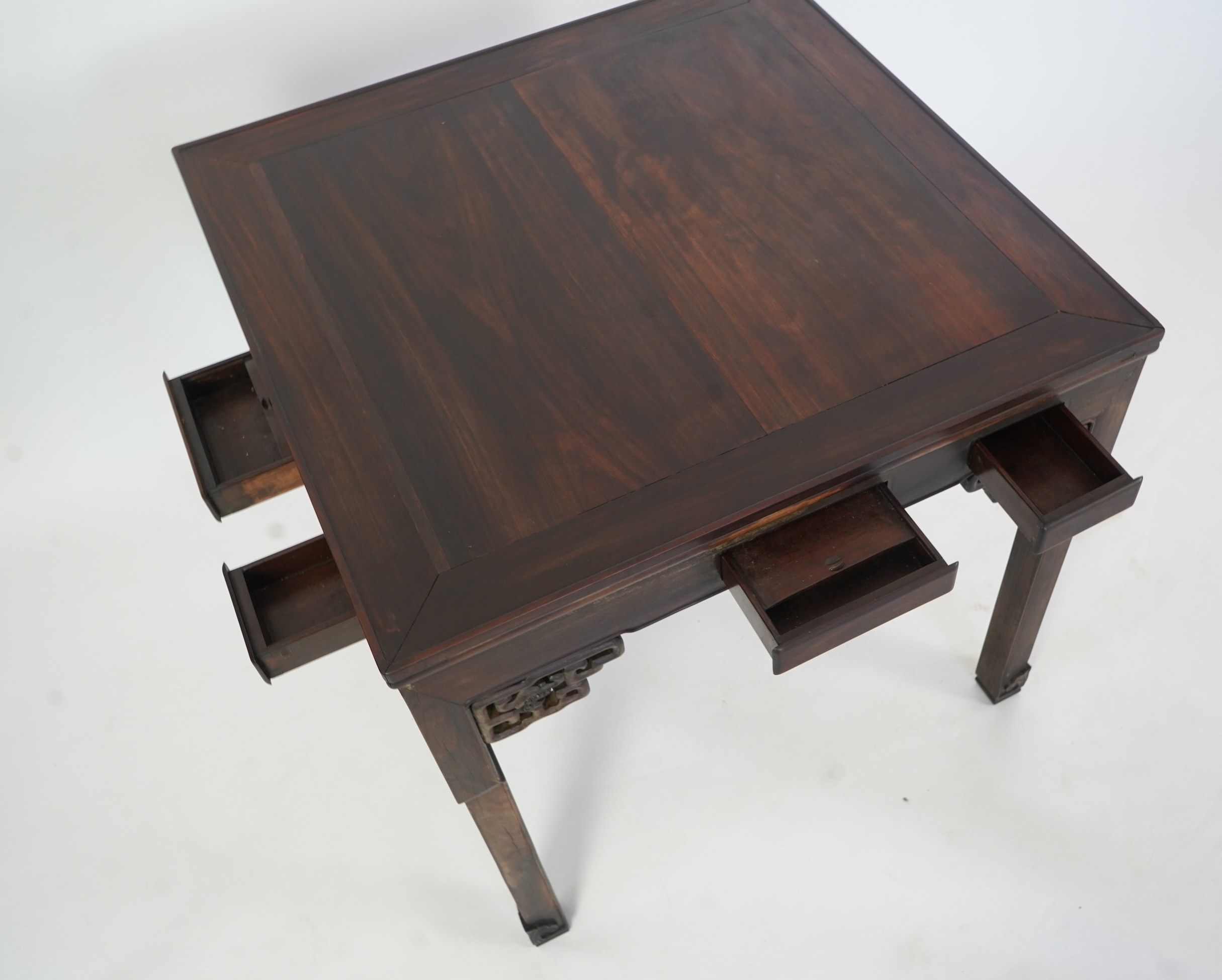 A Chinese hongmu square mahjong table, early 20th century